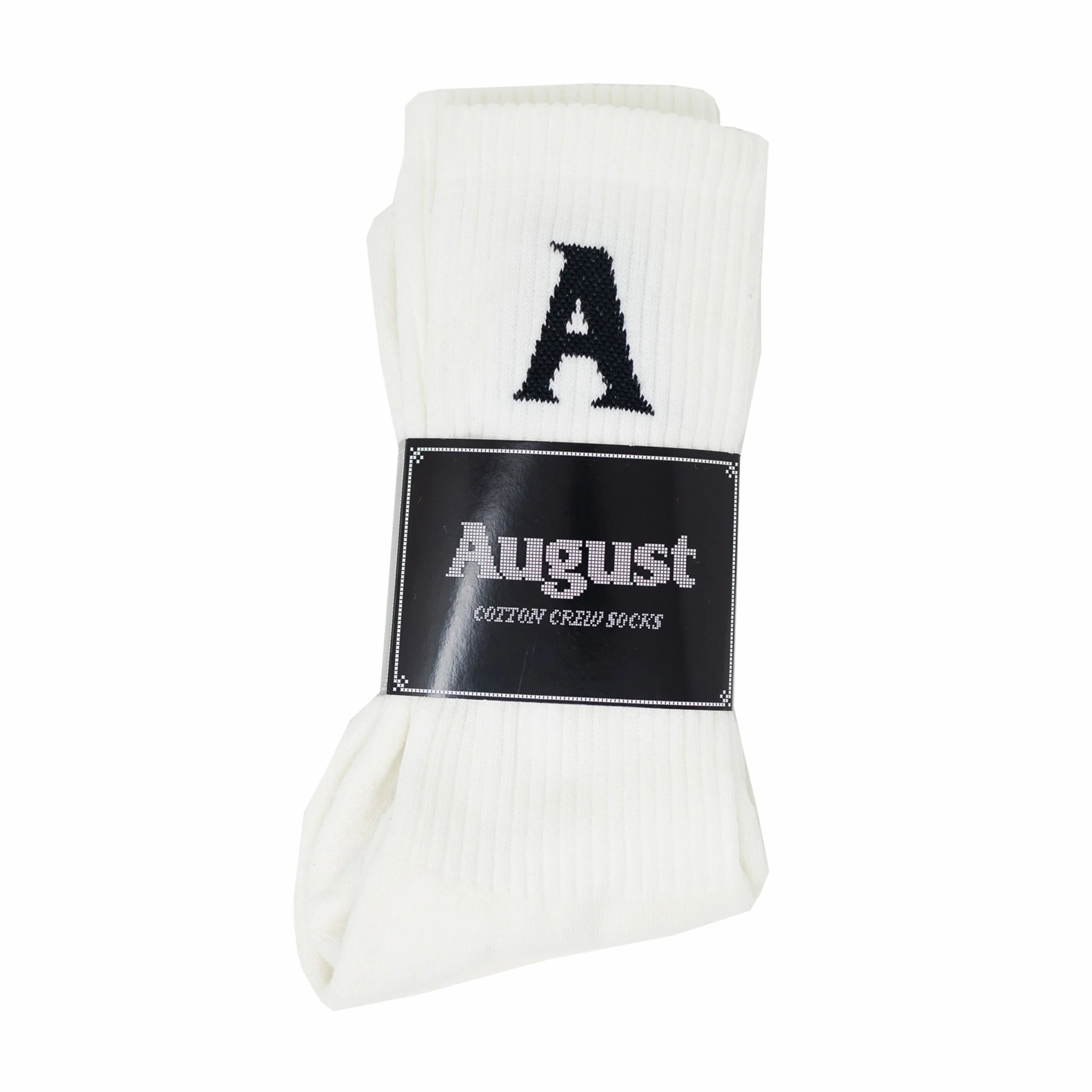 August Cotton Crew Socks (Natural/Black)