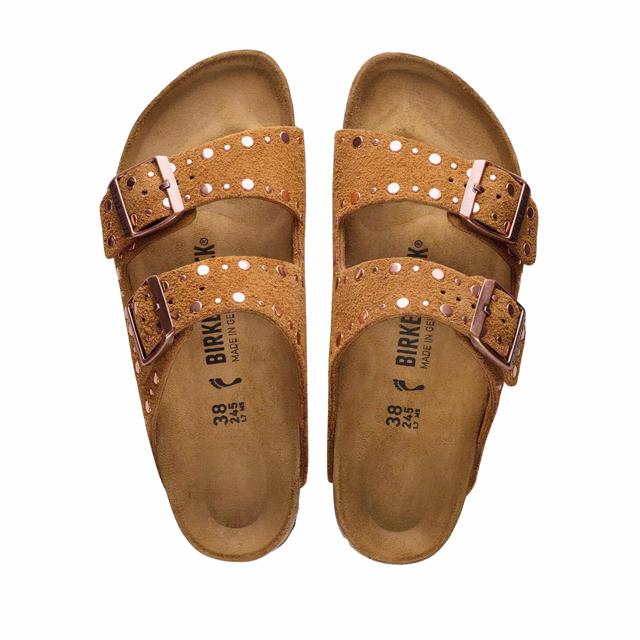 Birkenstock Women's Arizona Rivets Suede Leather - Narrow (Mink) - Image 4