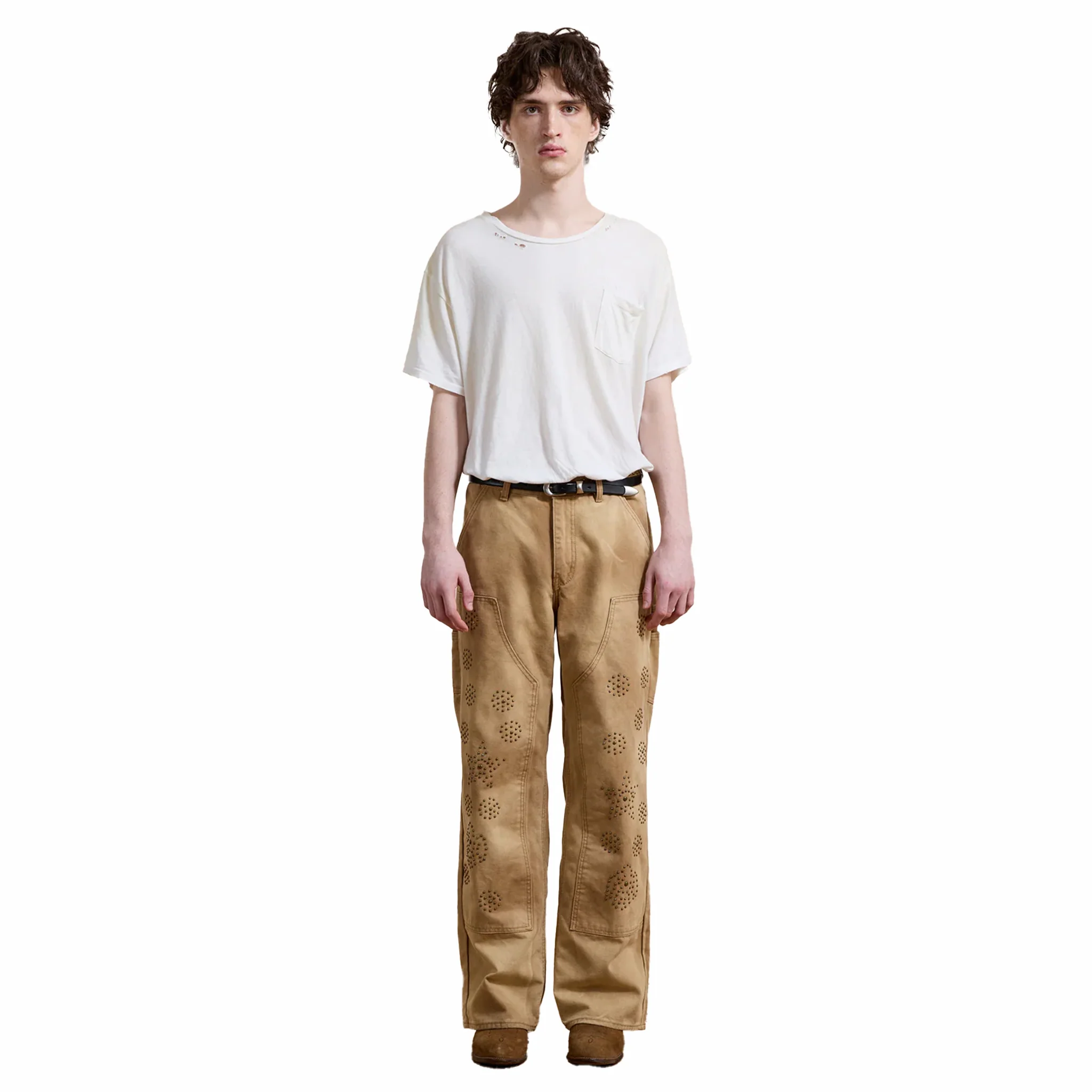 Found Canvas Studded Work Pants (Vintage Sand) - Image 4