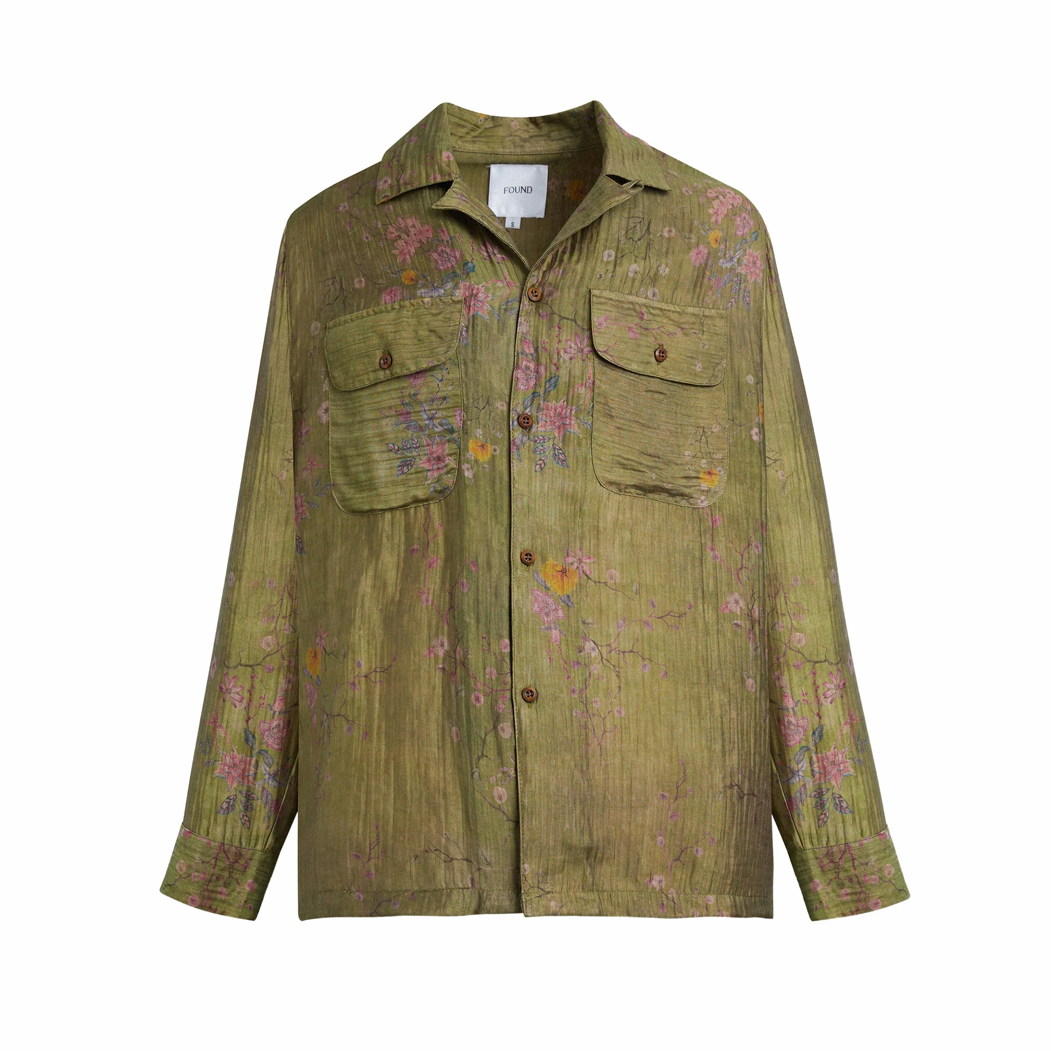 Found Floral Moss LS Camp Shirt (Olive)