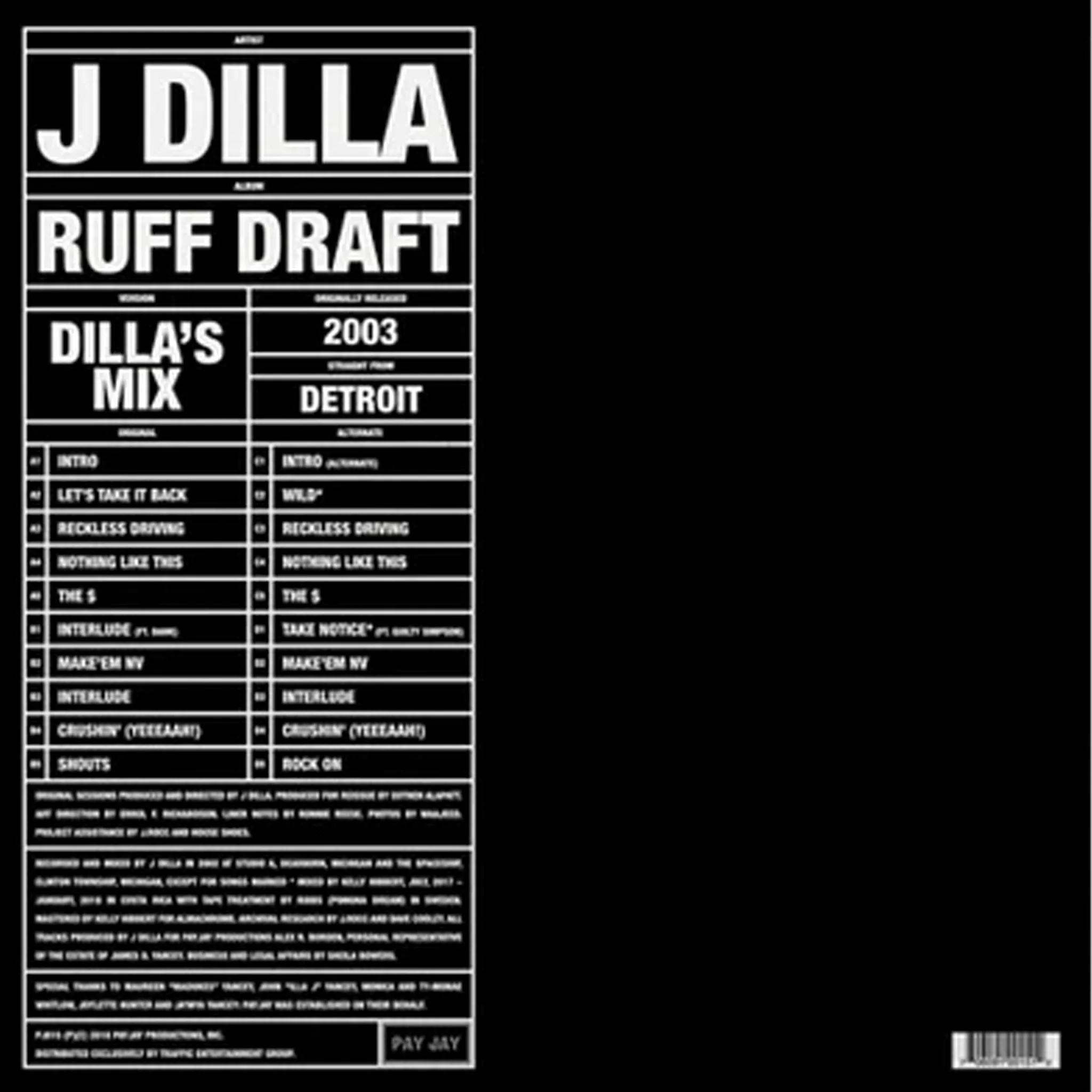 J Dilla "Ruff Draft: Dilla's Mix" LP (Black Vinyl) - Image 2