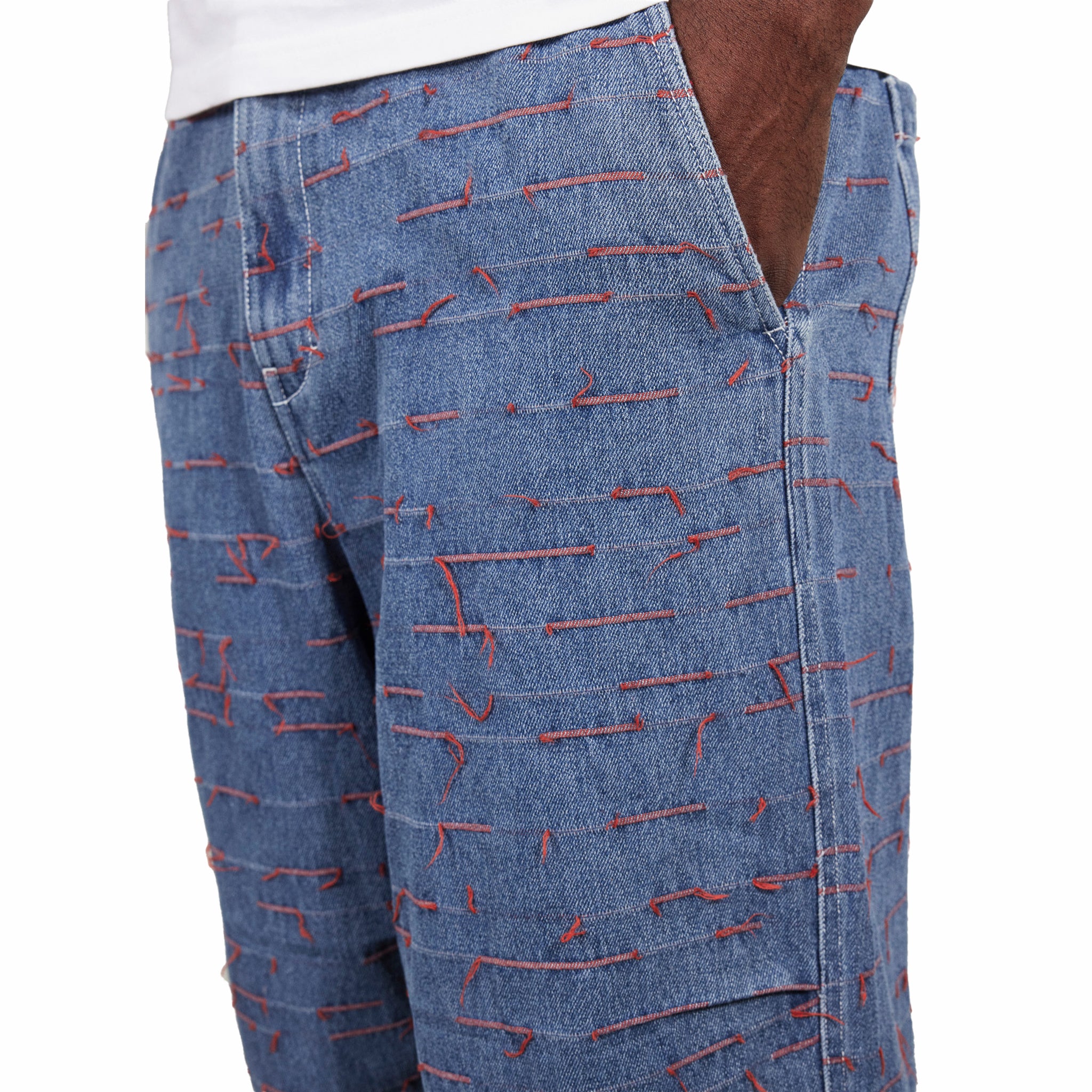 Pleasures Strokes Denim Parachute Pants (Indigo) - Image 4