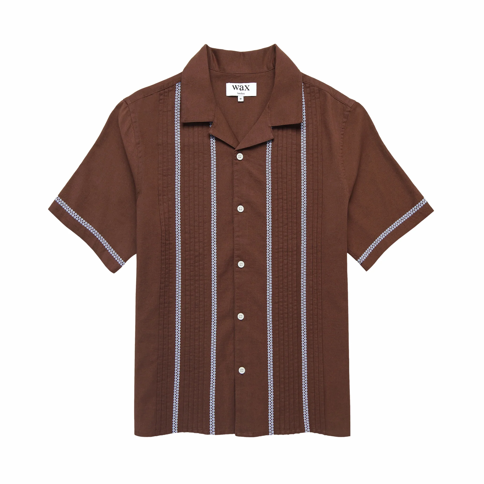 Wax London Didcot SS Shirt (Pintuck Brown/Blue)